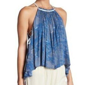 Free People Blue Side Lace Up Tank